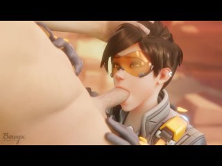 tracer - 1/2; oral sex; minet; blowjob; deepthroat; facefuck; 3d sex porno hentai; (by @bewyx) [overwatch]